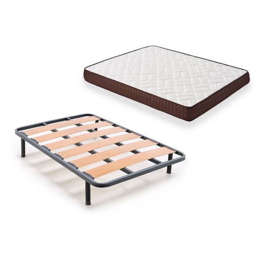 Cama Completa - Colchón Viscobrown Doble Capa Viscosoft, Altura 15 Cm +  Somier Lama Ancha + Patas De 25 Cm, 135x190 Cm con Ofertas en Carrefour