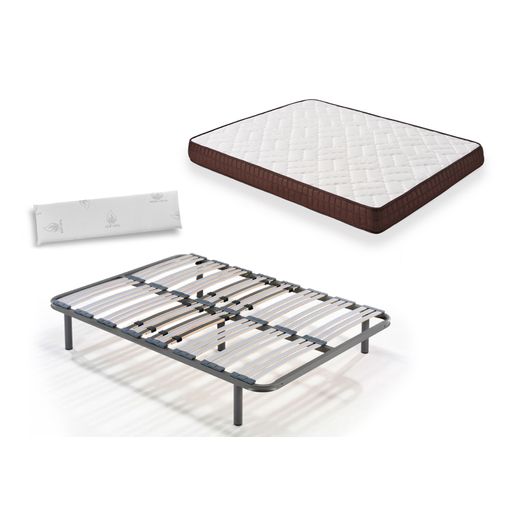 Cama Completa - Colchón Viscobrown Doble Capa Viscosoft, Altura 15 Cm +  Somier Multiláminas Con Patas De 25 Cm + Almohada Viscoelástica, 135x200 Cm  con Ofertas en Carrefour