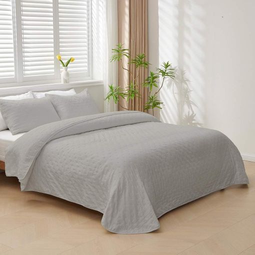 Colcha Bouti para Cama Verano. Colcha cubre cama acolchada reversible  Rombos. Cama 90 - 180 x 260 cm. Color Gris Oscuro.