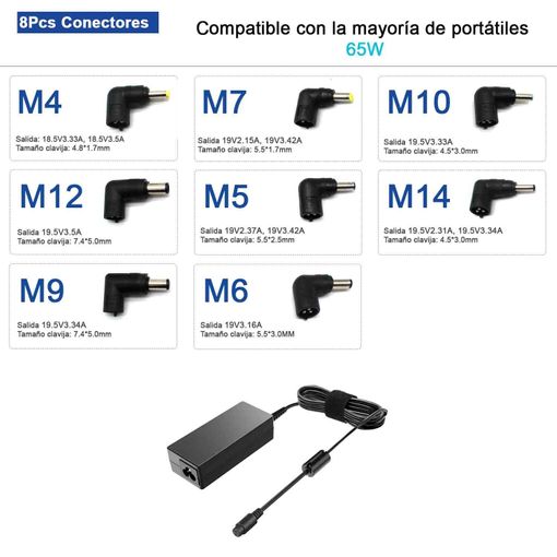 Cargador Universal Para Computadora Portatil 90W Slim 110/240V 18