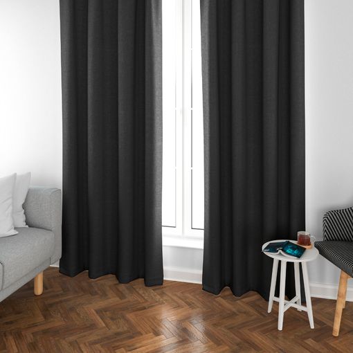 Cortina Efecto Aterciopelado Oscurante Lisa Anillas Vipalia 300x260 Cm  Negro con Ofertas en Carrefour