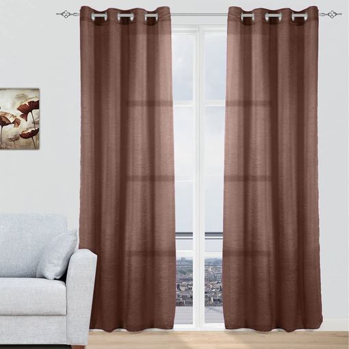 Cortinas Modernas Translucidas 2 Piezas Con Anillos Plateados, 150