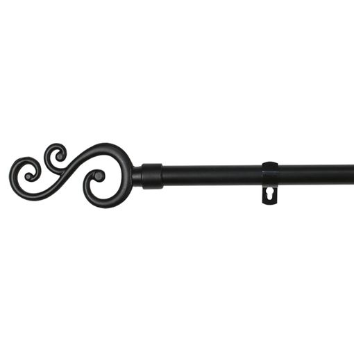 Set De Barra De Cortina Extensible De 122 A 211 Cm, 2 Escuadras Y 2  Terminales Negro De Metal Y Plástico Abs con Ofertas en Carrefour