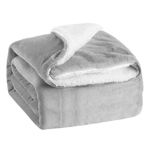 Manta Borreguito Sherpa Reversible 220x240 Extra Suave- Gris