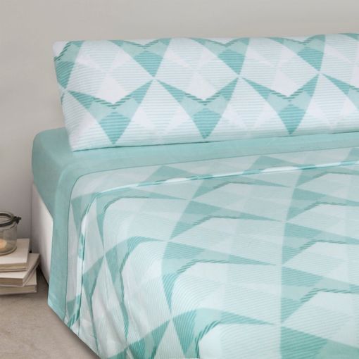 Juego De Sábanas Térmicas De Invierno, Ropa De Cama 3 Piezas(cama 135,  Triángulo Aguamarina)- Home Mercury con Ofertas en Carrefour