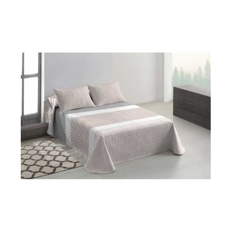 Colcha Bouti Estampada Cosida Reversible Para Cama De 135 Cm Blanco/ Pastel  Samui + Cojines con Ofertas en Carrefour