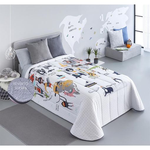 Edredon Estampado Infantil Eco Con Reverso Sherpa Para Cama De 90