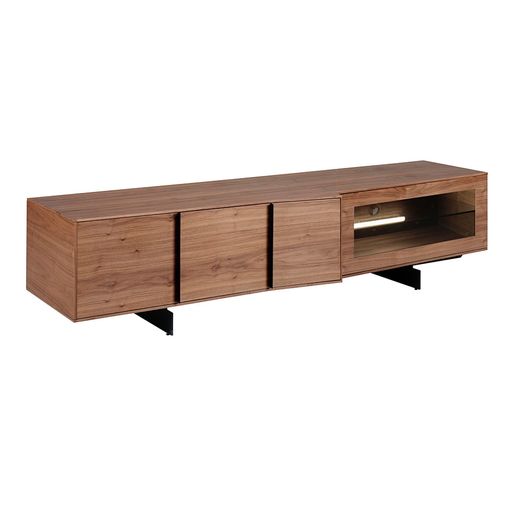 Mueble TV de madera en negro y natural, 180,5 x 40 x 53,1 cm