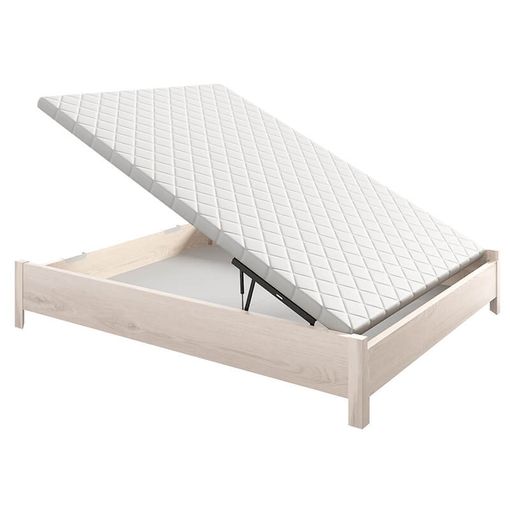 Canapé Abatible Arcón de madera con patas transpirable altura 34,5 cm -  Blanco - 140x190 cm