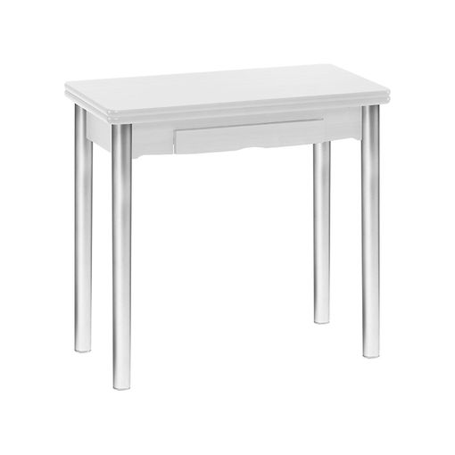 Mesa Blanca Plegable Cocina Mijas Cajon Funcional Patas Gris Plata 80x40-80