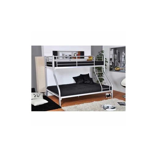 Litera Jorge, varios Colores Y Medidas, cama Matrimonio Inferior + Individual  Superior, metal Epoxy (color: Plata - Colchones: 1 Colchón 90x190 + 1  Colchón 135x190) con Ofertas en Carrefour