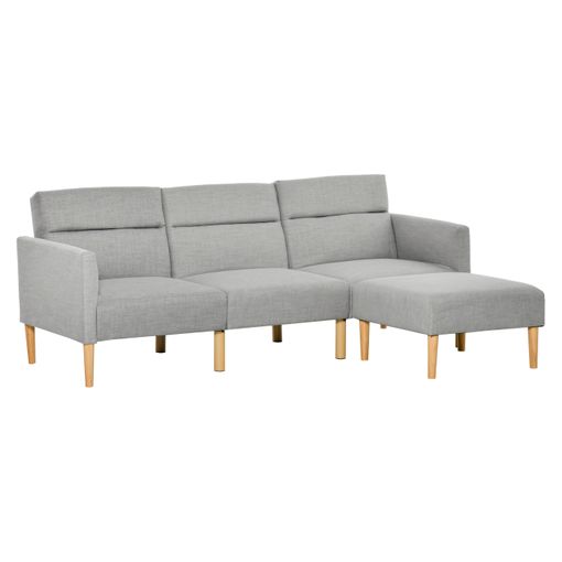 basura quemar galería Sofá Cama De Lino Espuma Madera De Caucho Homcom 207x81x80 Cm-gris con  Ofertas en Carrefour | Ofertas Carrefour Online