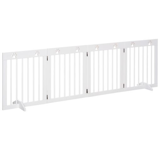 Barrera de seguridad perros con puerta PawHut 74-80x91,4 cm blanco