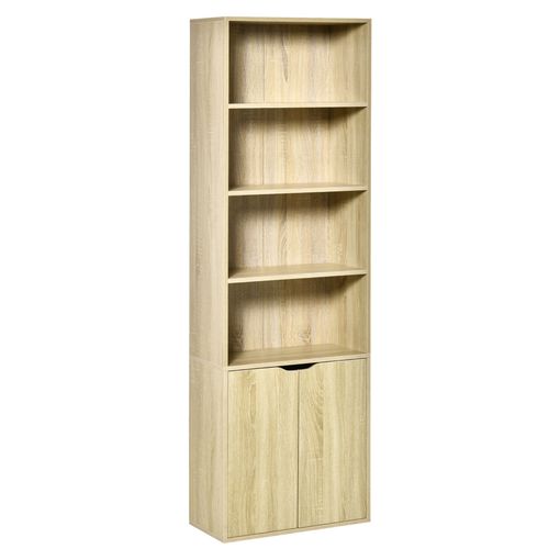 Estanteria para Libros de 5 Compartimentos Abiertos, Libreria para Oficina  de Casa con Patas de Madera, Mueble de Almacenamiento Blanco