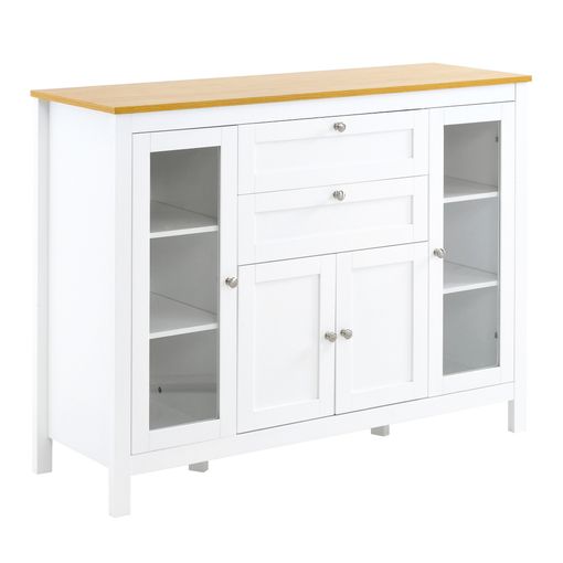 Mueble aparador con almacenaje 3 puertas y 1 cajón blanco y madera