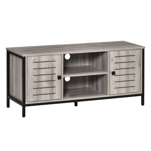 Mueble TV con 2 puertas, 2 cajones y 2 estantes de MDF y acero