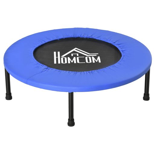 Cama Elástica Fitness Homcom Acero Pvc Pp, 81x81x22,5cm, Negro Y