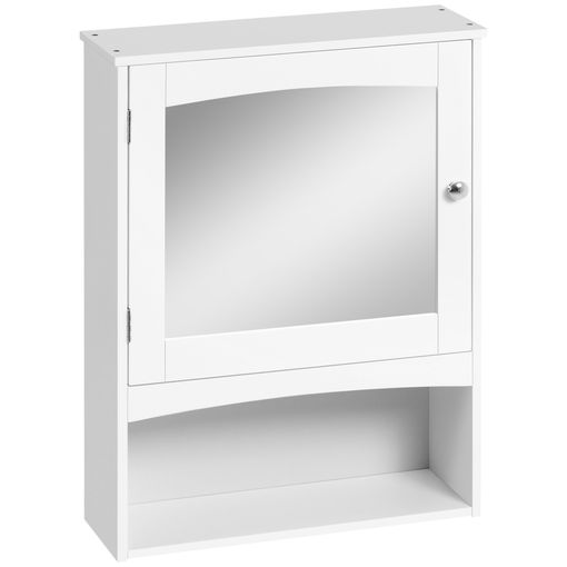 Armario De Baño Con Espejo De Mdf Vidrio Kleankin 48x16x65 Cm-blanco