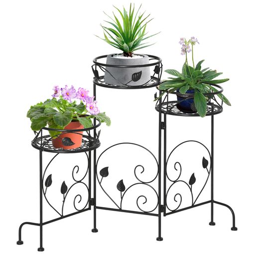 Outsunny Soporte para Plantas con Enrejado de Metal Estantería