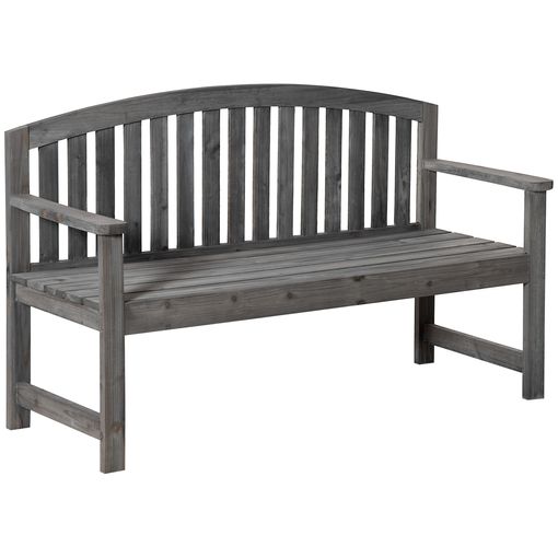 Banco De Jardín De 2 Plazas De Abeto 140x50x85 Cm-outsunny. Gris