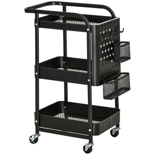 Carrito De Cocina Con Ruedas De Acero Pp Homcom 51,5x32x75,6cm-negro con  Ofertas en Carrefour