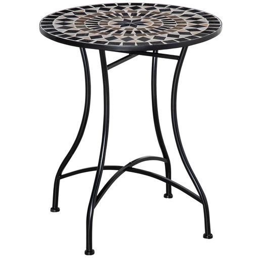 Mesa Redonda De Jardín De Cerámica Metal Ø60x71 Cm-outsunny. Negro con  Ofertas en Carrefour