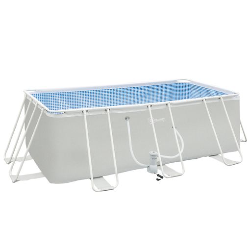 Piscina Desmontable Tubular De Acero Pvc 340x215x80 Cm-outsunny.gris con  Ofertas en Carrefour