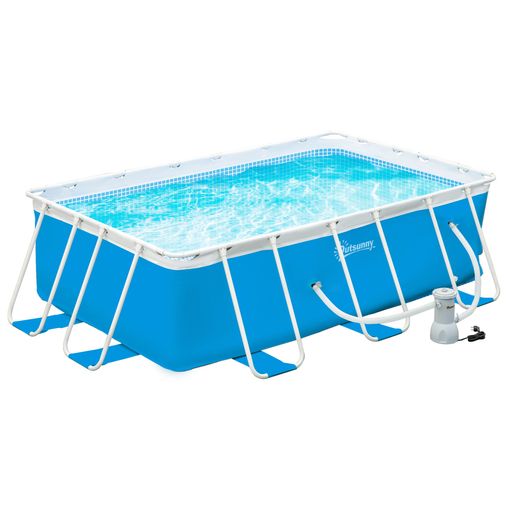 Piscina Desmontable Tubular De Acero Pvc 340x215x80 Cm-outsunny.gris con  Ofertas en Carrefour