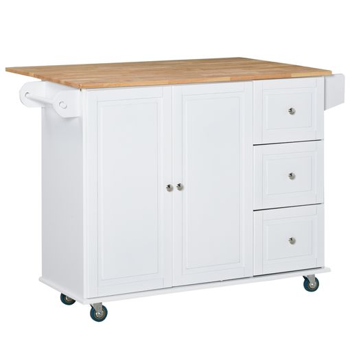 Carrito De Cocina De Acero Pp Mdf Homcom 43,9x30,5x75,6cm-blanco