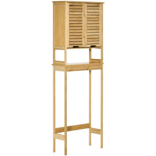 Estantería De Baño Kleankin De Bambú 33x36,5x67 Cm Natural con