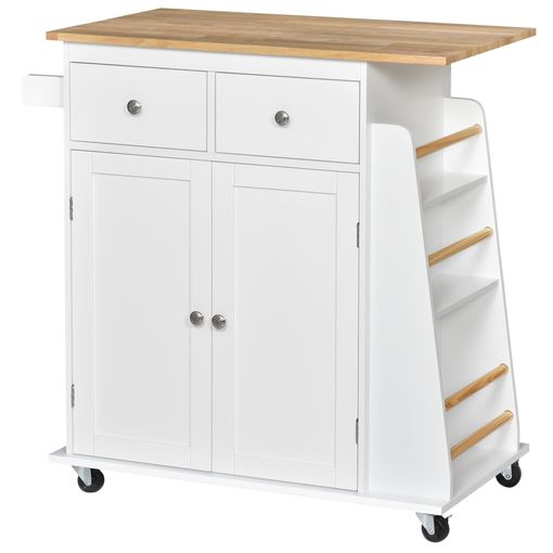  Carrito de cocina para muebles en blanco con cajones de MDF de  madera maciza de goma : Hogar y Cocina