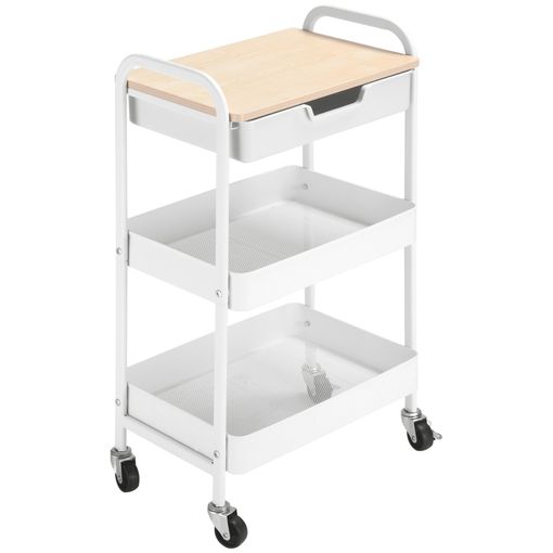 Carrito De Cocina De Acero Pp Mdf Homcom 43,9x30,5x75,6cm-blanco con  Ofertas en Carrefour