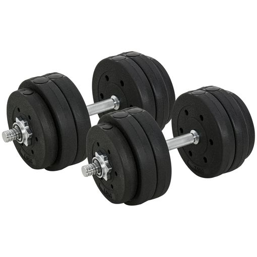 Set de 2 mancuernas ajustables con discos de metal 20 Kg negro