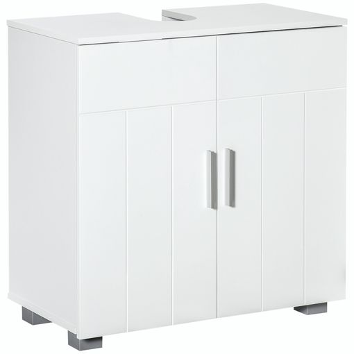 kleankin Mueble para Debajo del Lavabo Armario de Suelo para Baño de Madera  con 2 Puertas y Estante 60x30x62,5 cm Roble