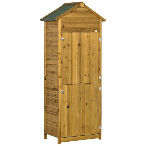 Armario de almacenamiento al aire libre, cobertizo de herramientas de  madera de jardín, armario exterior de cobertizo de madera con estantes y