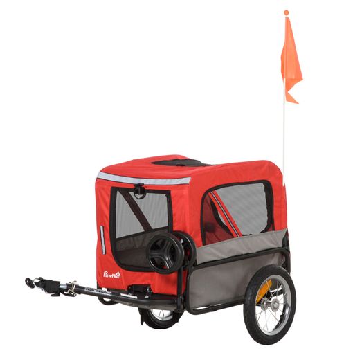 Remolque Para Perros De Acero Tela Oxford 129x55,5x92cm-pawhut. Rojo