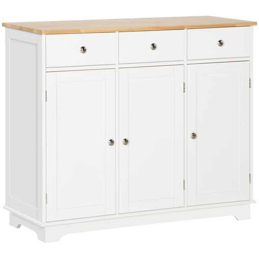 Aparador De Cocina De Mdf Madera De Caucho Homcom 101x40x85cm-blanco con  Ofertas en Carrefour