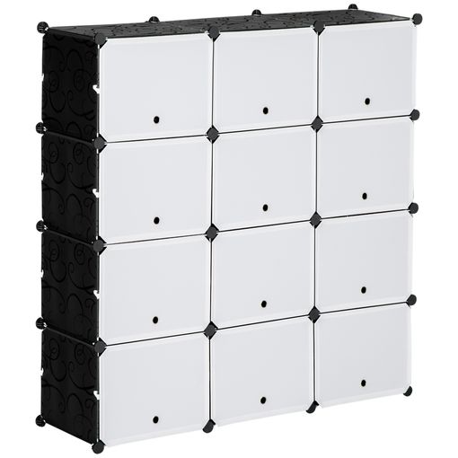 Armario modular con estanterías en plástico blanco Armarios