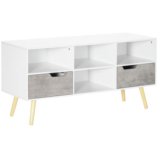 Mueble De Tv De Melamina De Madera Pino Homcom 117x39x56,7 Cm-blanco con  Ofertas en Carrefour