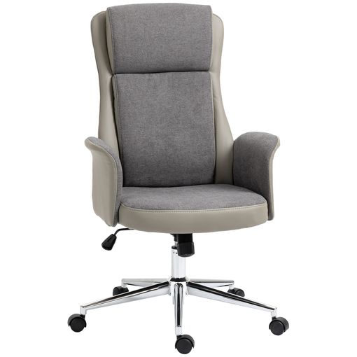 Silla De Oficina Con Ruedas De Cuero Sintético Para Escritorio Gris con  Ofertas en Carrefour