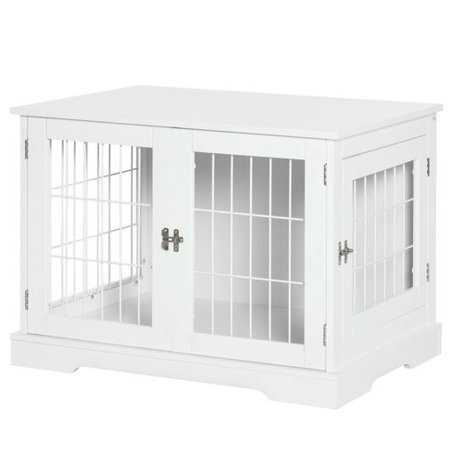 Jaula Para Perros De Mdf Acero 76x54,5x56 Cm-pawhut. Blanco con