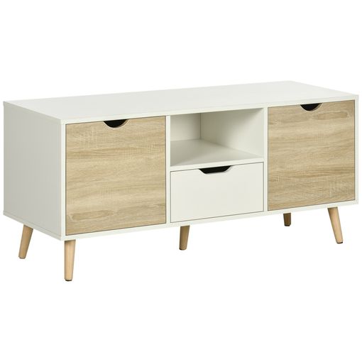 Mueble De Tv De Melamina De Madera Pino Homcom 117x39x56,7 Cm-blanco con  Ofertas en Carrefour