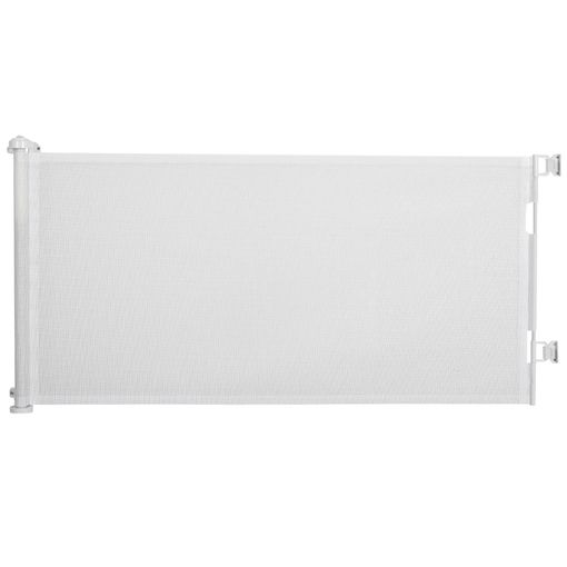 Barrera de seguridad perros con puerta PawHut 74-80x91,4 cm blanco