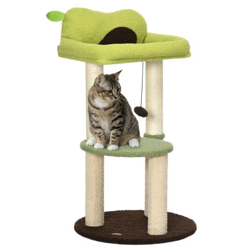 PawHut Árbol Rascador para Gatos de Madera con Múltiples