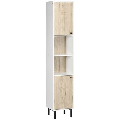 kleankin Armario Alto de Baño Mueble Columna de Baño con 3