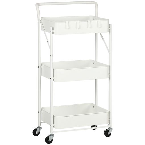 HAIXIN Carrito Auxiliar con Ruedas, Carro Cocina de 3 Niveles, Carrito Baño  Blanco, Carro Auxiliar Cocina Estrecho 40 * 13.8 * 65cm