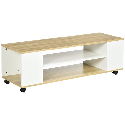 Mueble Tv De Melamina De Madera Homcom 120x40x38,5 Cm-blanco con Ofertas en  Carrefour