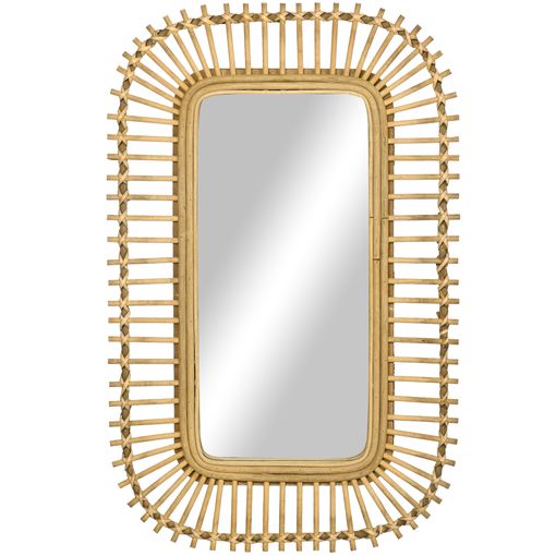 Espejo decorativo rectangular con marco blanco MDF