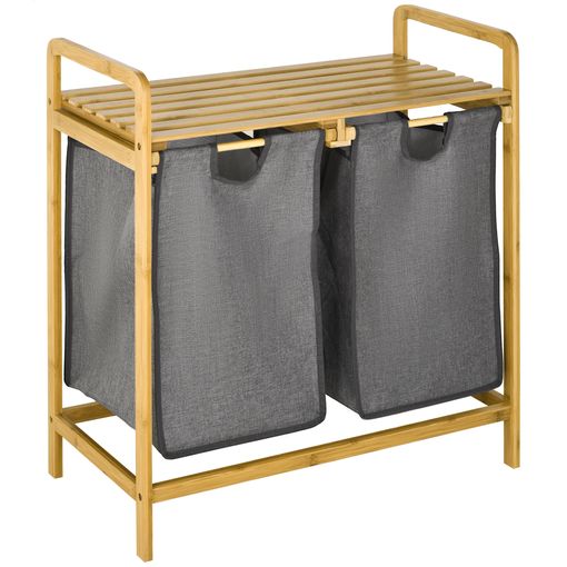 Cesto Para Ropa Plegable De Bambú Pu Lona Homcom 40x30x60 Cm - Bambú con  Ofertas en Carrefour