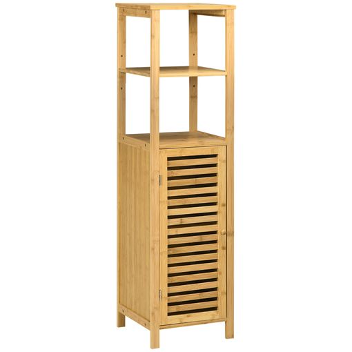 Bambú Kleankin Armario Auxiliar De Baño 32,9x29,9x120 Cm Natural